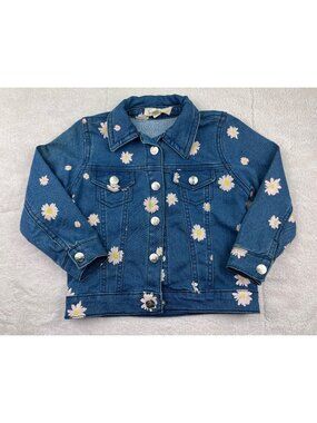 Jessica Simpson Toddler Girls Denim Jacket Floral Print Size 24 Months